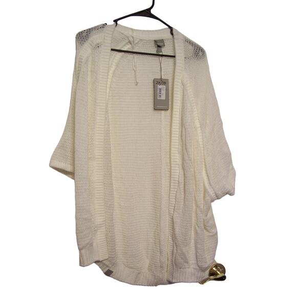 Bench Women's White knitted Short Sleeves Open Front Cardigan Sweater SizeS - Picture 1 of 2
